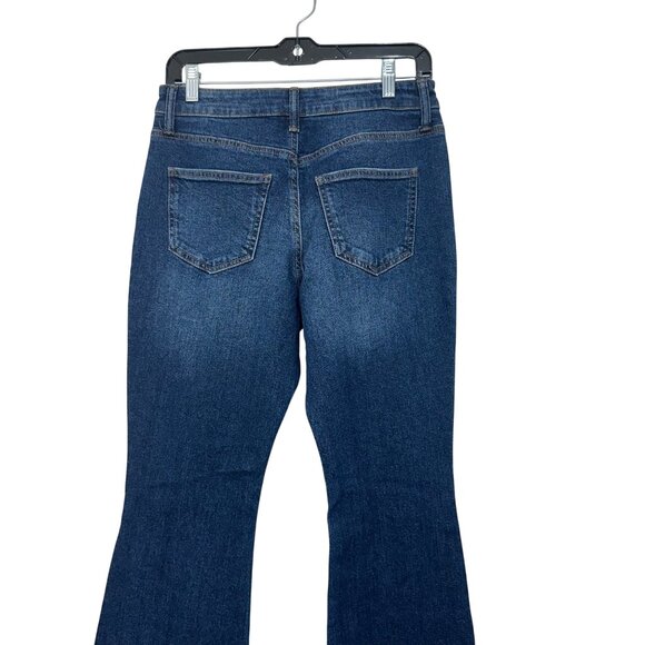 No Boundaries Womens Distressed Flared Jeans Size 5 Medium Wash Denim - Picture 8 of 11